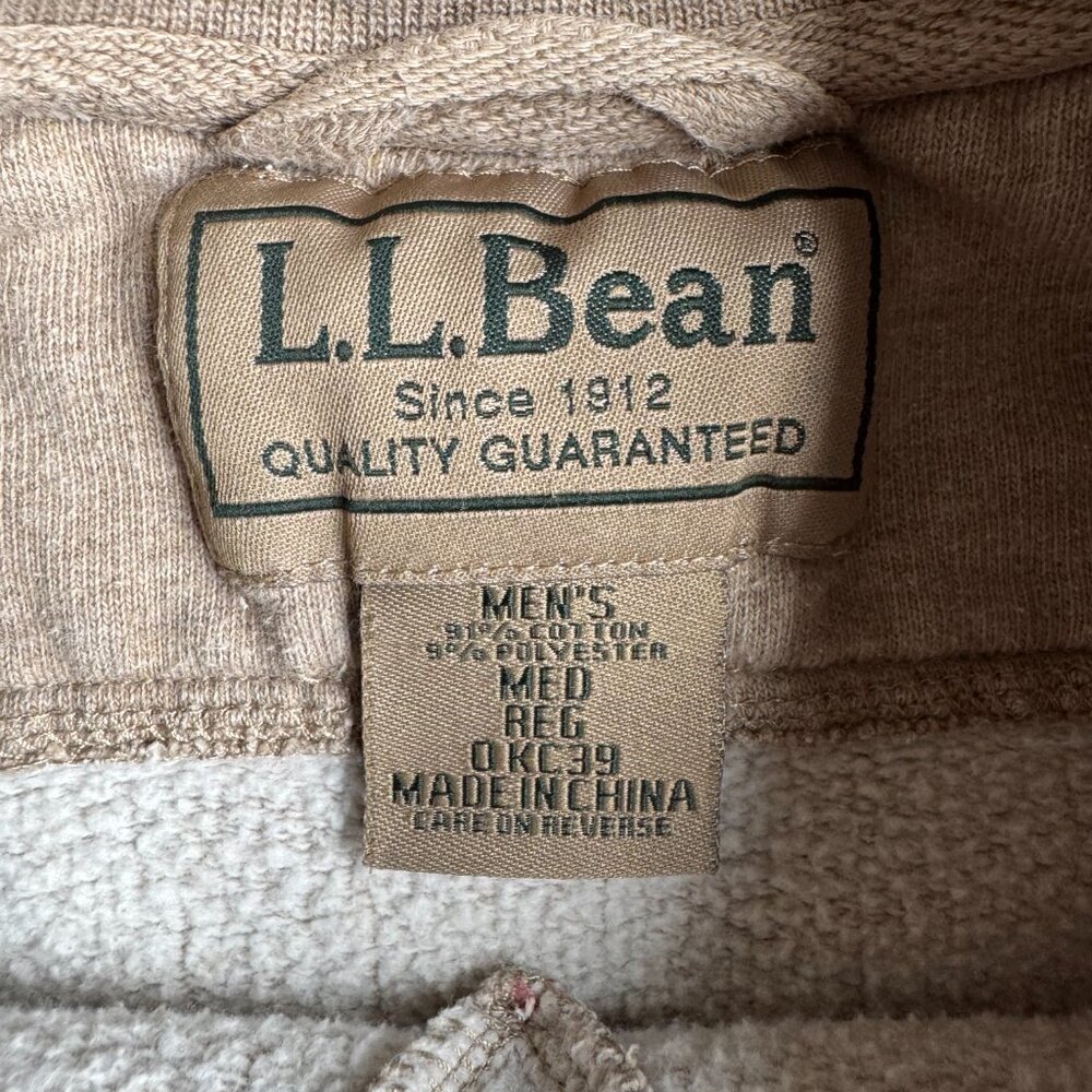 Vintage LL Bean Sweatshirt Mens Medium Tan Heavyweight Crewneck Pullover - Picture 3 of 5